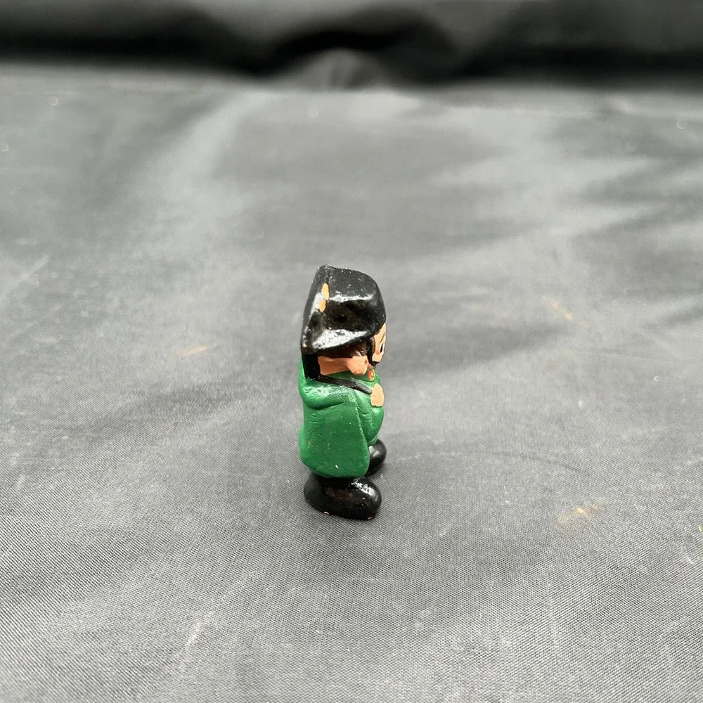 Vintage Spanish Mud People Soldier Figurine‎ Hand Painted Green Uniform Military
